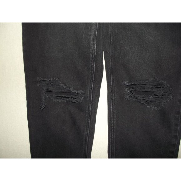 American Eagle Mom Straight Jeans Womens 00 black distressed ripped knee - Picture 7 of 11